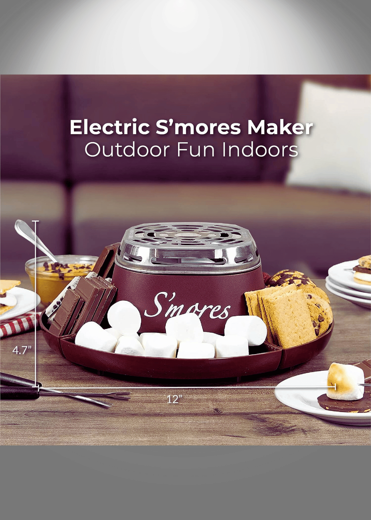 Enjoy the Campfire Tradition at Home with the Nostalgia Tabletop Indoor Electric S'mores Maker