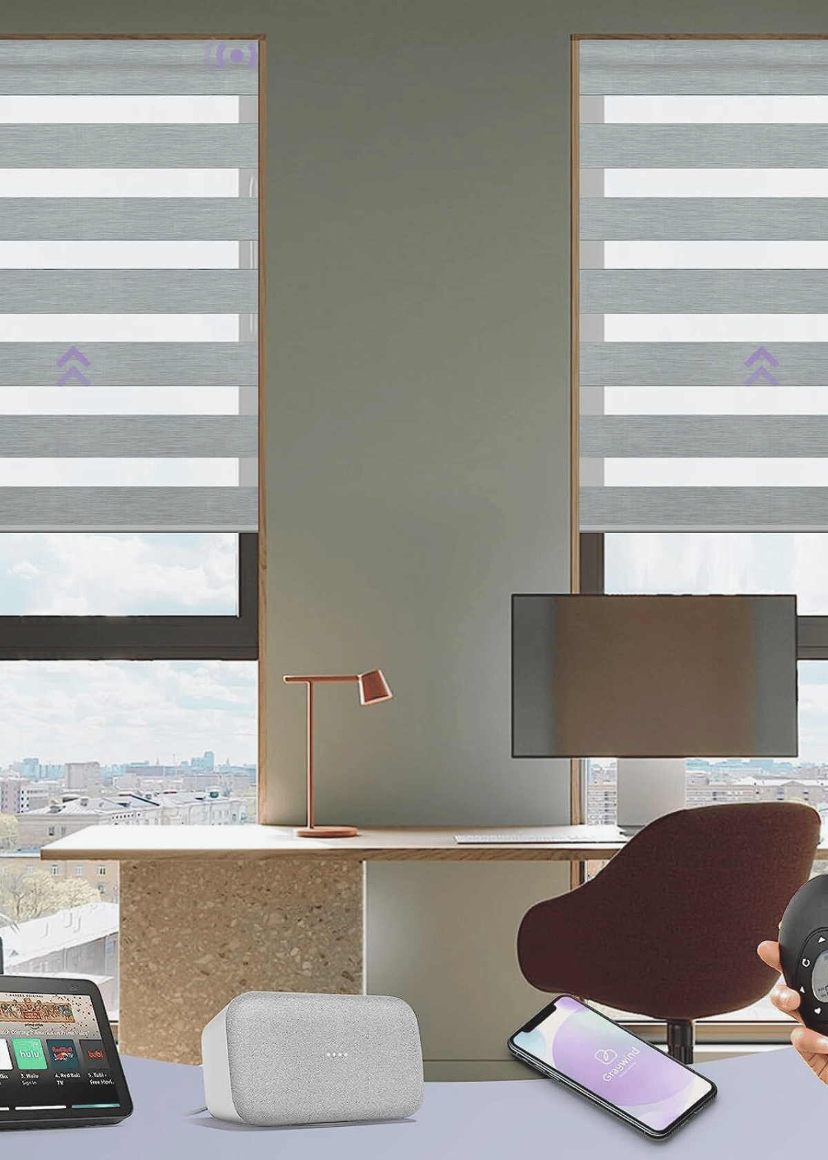 Get Your Motor Running – With Graywind Motorized Zebra Sheer Blinds!